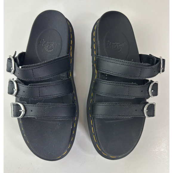 Dr Doc Martens Black Blaire Slides Buckle Strap Sandals Women's US Size 8 Shoes - Picture 3 of 16